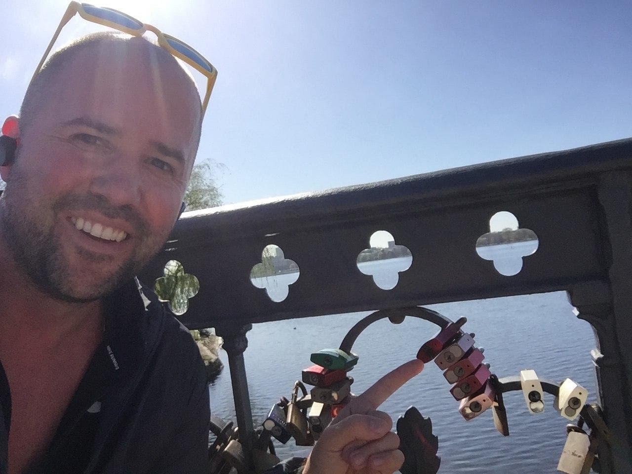 Lovelocks hanging on the bridge